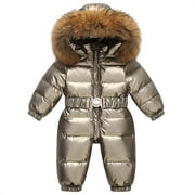 Ndbuld Ski Suit Kids Snowsuit Winter European And Childrens Down Jackets Outdoor Skiing Jackets And Thick Jumpsuits For Boys Girls And Babies on Clearance